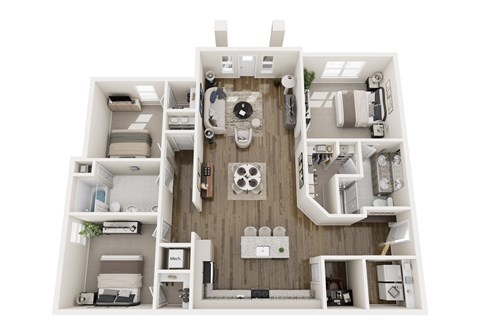 Floor plan for 3 beds, 2 baths, 1575 sqft